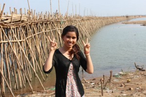 Vanna, a teacher to help you learn khmer is by a bamboo bridge in sihanoukville