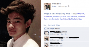 Freshie boy from Phnom Penh, Cambodia using his Khmer Facebook words